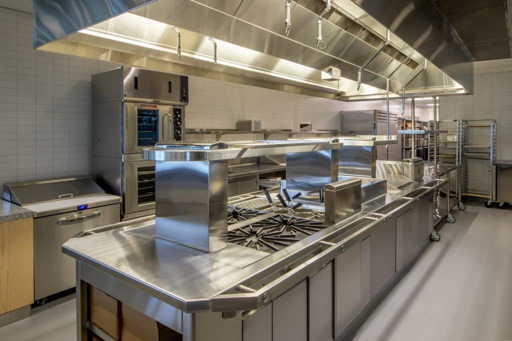 Large commercial kitchen.